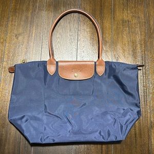 Longchamp Large Le Pliage Navy Blue Tote Foldable Bag